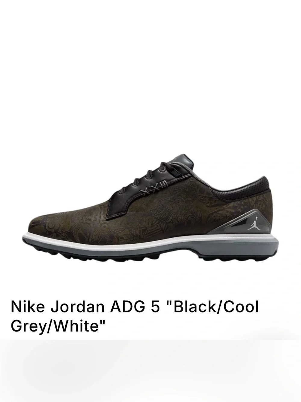 FQ6642-003 Men’s 7 Jordan ADG 5 Jordan ADG 5 'Black Laser' Leather Golf Shoes